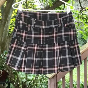 Chocolate & Pink Tartan Mini-Skirt